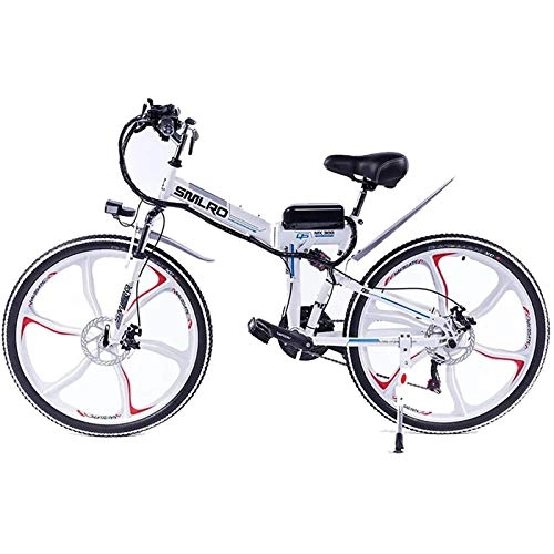 Folding Electric Mountain Bike : PLAYH Adults Folding Electric Mountain Bike, 48V / 8Ah Lithium Battery E-Bike 26 Inch Full Integrated Shock Absorber Wheel Cycle Bicycle (Color : A)