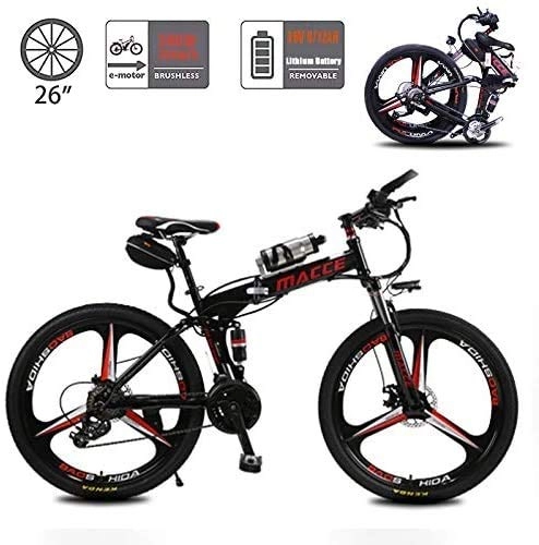 Folding Electric Mountain Bike : PLYY Electric Bike, Folding E-Bike With 36V Removable Charging Lithium Battery / 21 Speed / 26Inch Super Lightweight, Urban Commuter Bicycle For Ault Men Women (Color : Black)