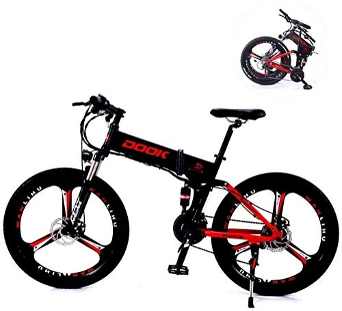 Folding Electric Mountain Bike : PLYY Electric Mountain Bikes 26-inch 27-speed Folding Mountain Lithium Battery Aluminum Alloy Light And Convenient For Driving Off-road Vehicles Suitable For Men And Women (Color : Red)
