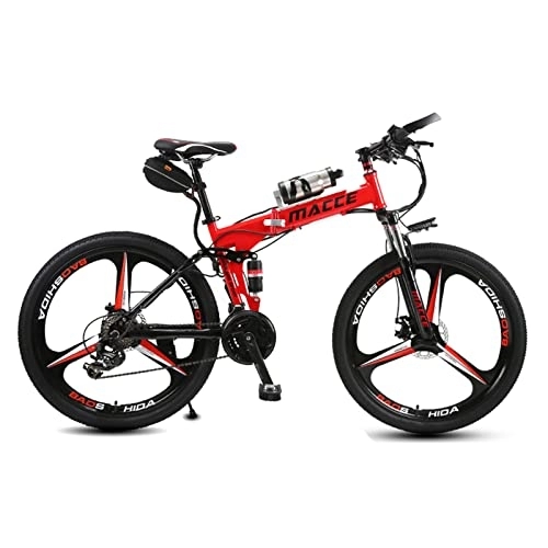 Folding Electric Mountain Bike : PrimaevalColossus E-Bike Electric Bikes Motor Powered Mountain Bicycle wiht Lithium Battery 21 Speed Integrated Wheel 25Km Adult Ebike Removable Lithium Battery for Adult, Red