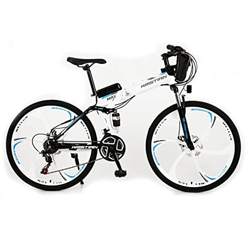 Folding Electric Mountain Bike : PrimaevalColossus E-Bike Electric Mountain Bike 350W Motor Power Assist Adult Ebike with 36V Mid Drive Motor & Removable Lithium Battery for Trail Riding / Excursion / Commute, White Blue, 36V10AH