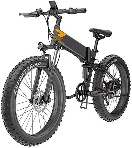 Folding Electric Mountain Bike : Profession 26'' Electric Folding Bike for Adults, Electric Snow Bike Three Working Modes, Aluminum Alloy Mountain Cycling Bicycle, E-Bike with 7-Speed Transmission for Outdoor Cycling Work Out Invento
