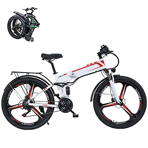 Folding Electric Mountain Bike : QININQ Electric Bike Electric Mountain Bike, 26'' Folding Electric Bicycle for Adults, with 48V 10.4Ah Lithium-Ion Battery, 500W Motor and Professional 21 Speed Gears