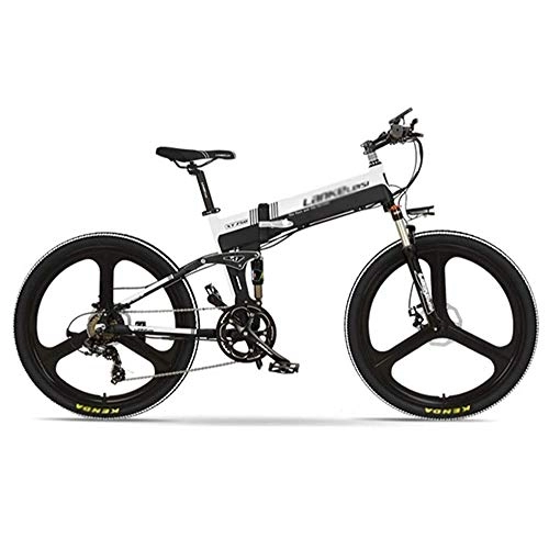Folding Electric Mountain Bike : Qinmo 26-inch foldable electric bicycle, electric mountain bike, front and rear disc brakes, 48V 400W motor, with LCD display, outdoor sports riding (Color : B)