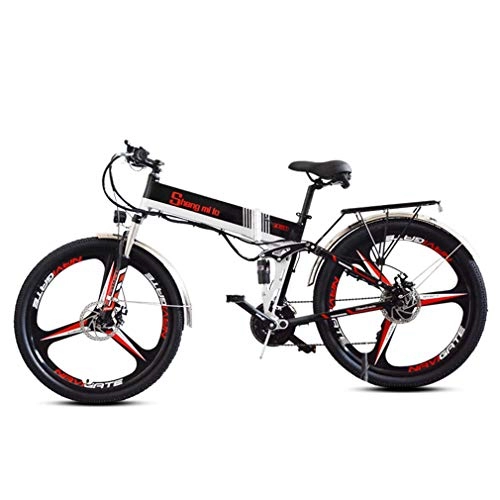 Folding Electric Mountain Bike : Qinmo Electric bicycle, Electric Mountain Bike Foldable, 26 Inch Adult Electric Bicycle, Motor 350W, 48V 10.4Ah Rechargeable Lithium Battery, Seat Adjustable, Portable Folding Bicycle, Cruise Mode