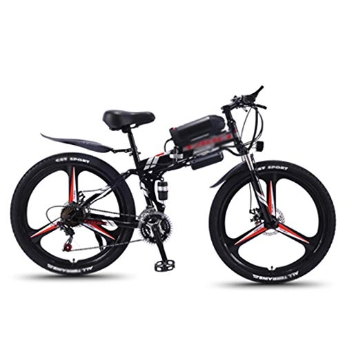 Folding Electric Mountain Bike : Qinmo Electric Bikes for Adult, Magnesium Alloy Ebikes Bicycles All Terrain, 26" 36V 350W 8 / 10 / 13Ah Removable Lithium-Ion Battery Mountain Ebike (Color : 21 speed, Size : 8ah)