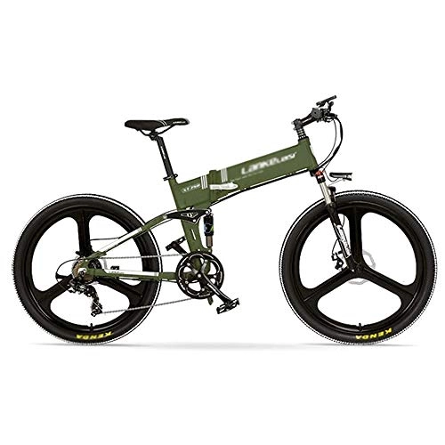 Folding Electric Mountain Bike : Qinmo Foldable electric bicycle, 26-inch electric mountain bike, front and rear disc brakes, suitable for men, women, outdoor sports riding (Color : B)