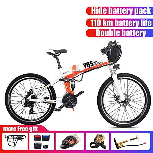 Folding Electric Mountain Bike : Qnlly Electric Bike High Speed 110KM Built-in Lithium Battery Ebike 26inch Off Road Electric Mountain Bike Full Suspension