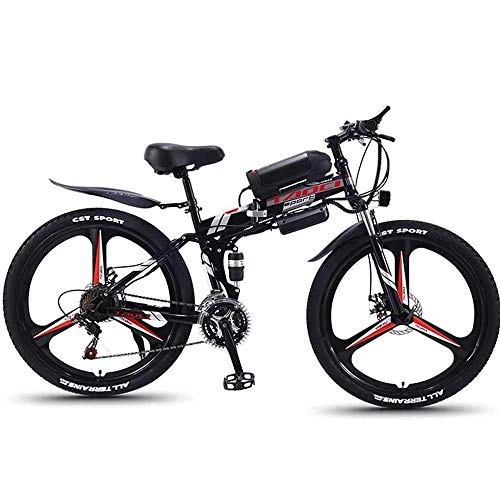 Folding Electric Mountain Bike : QYL Electric Mountain Bike, 26 Inch Electric Bicycle - 350w Brushless Motor -36v Power-Grade Lithium Battery-High Carbon Steel Folding Frame - Suitable For Mountain And Road (Black)