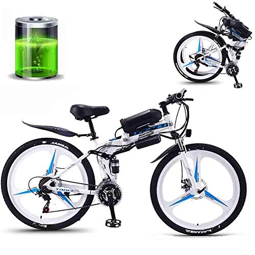 Folding Electric Mountain Bike : QYL Folding Electric Bikes for Adults, Magnesium Alloy Ebikes Bicycles All Terrain 350W 6V 8 / 10 / 13AH Commute Ebike for Mens, B, 13ah