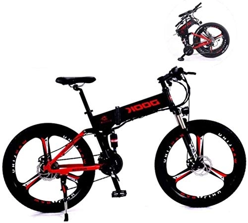 Folding Electric Mountain Bike : QZ 26 Inch Electric Mountain Bikes, 27 Speed Folding Mountain Electric Lithium Battery Aluminum Alloy Light And Convenient To Drive (Color : Red)