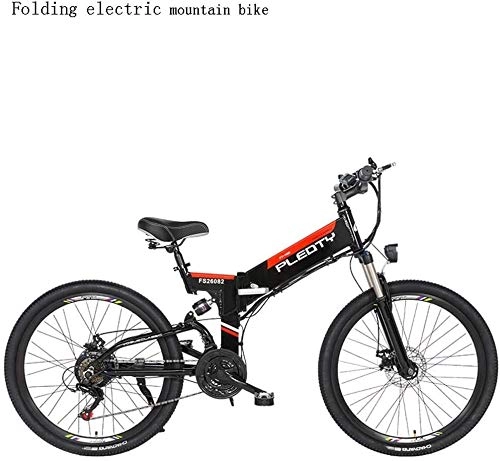 Folding Electric Mountain Bike : QZ Adult Foldable Electric Mountain Bike, 48V 12.8AH Lithium Battery, 614W Aluminum Alloy Electric Bikes, 21 speed Off-Road Electric Bicycle, 26 Inch Wheels