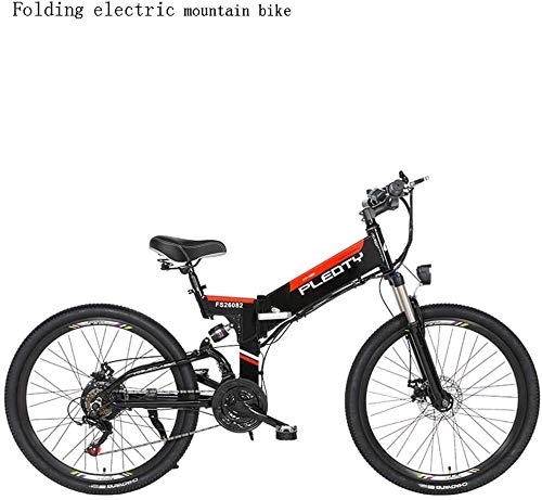 Folding Electric Mountain Bike : QZ Adult Mountain Electric Bike, 48V 10AH Lithium Battery, 480W Aluminum Alloy Electric Bikes, 21 speed Off-Road Electric Bicycle, 26 Inch Wheels
