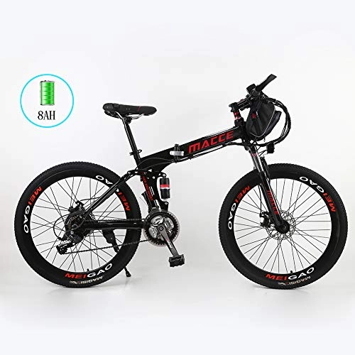 Folding Electric Mountain Bike : Radiancy Inc Folding Electric Mountain Bike for Adults, Removable Charging Electric Cyclocross Road Bike, 250W 26''With 36V 8AH / 20 AH Lithium-Ion Battery for Adults, 21 Speed Shifter, Black, 8A