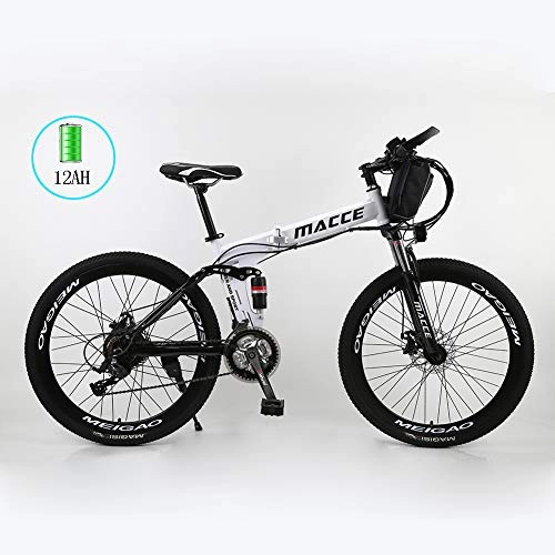 Folding Electric Mountain Bike : Radiancy Inc Folding Electric Mountain Bike for Adults, Removable Charging Electric Cyclocross Road Bike, 250W 26''With 36V 8AH / 20 AH Lithium-Ion Battery for Adults, 21 Speed Shifter, White, 8A