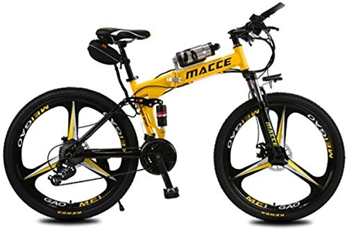 Folding Electric Mountain Bike : RDJM Ebikes 26" Electric Bike City Commute Bike with Removable 12AH Battery, 21 Speed Electric Bicycle for Adult (Color : Yellow)