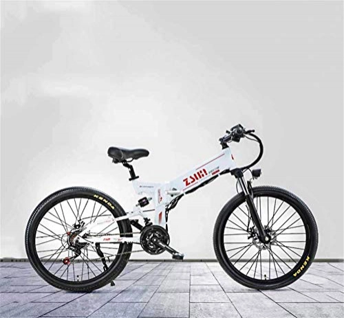 Folding Electric Mountain Bike : RDJM Ebikes, 26 Inch Adult Foldable Electric Mountain Bike, 48V Lithium Battery, Aluminum Alloy Multi-Link Off-Road Electric Bicycle, 21 Speed (Color : B)