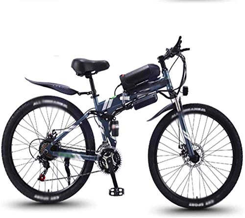 Folding Electric Mountain Bike : RDJM Ebikes, 26 inch Folding Electric Bikes, 36V13Ah 350W Mountain snow Bikes Bicycle Sports Outdoor (Color : Gray)