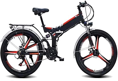 Folding Electric Mountain Bike : RDJM Ebikes, 26 inch Folding Electric Bikes Bicycle Mountain, 48V10Ah lithium battery 21 speed Adult Bike GPS positioning Sports Cycling (Color : Black)