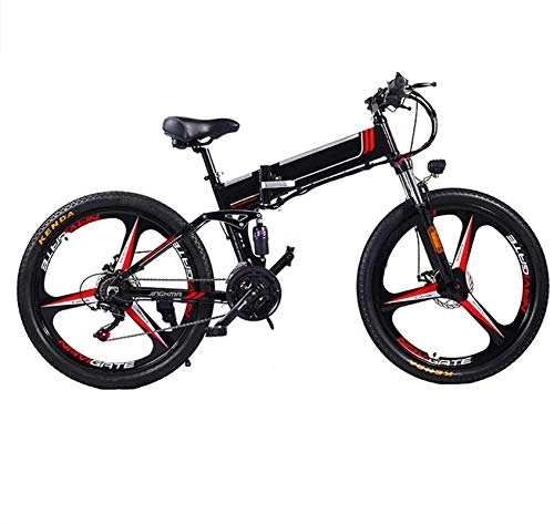 Folding Electric Mountain Bike : RDJM Ebikes, 26-Inch Upgrade The Frame Fat Tire Electric Bicycle 48V 10 / 12.8AH Battery Adult Auxiliary Bike 350W Motor Mountain Snow E-Bike, Black, 12.8AH (Color : Black, Size : 12.8AH)