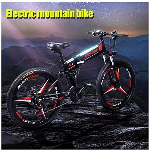 Folding Electric Mountain Bike : RDJM Ebikes, 350W Adults Folden Electric Bike 48V 10.4Ah Battery With Removable Lithium Battery Electric Bicycle Beach Snow Ebike Electric Mountain Bicycle(black) (Color : Black)