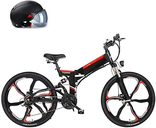 Folding Electric Mountain Bike : RDJM Ebikes, Electric Bike 26'' Adults Electric Bicycle / Electric Mountain Bike, 25KM / H Ebike with Removable 10Ah 480WH Battery, Professional 21 Speed Gears, Black (Color : Black)