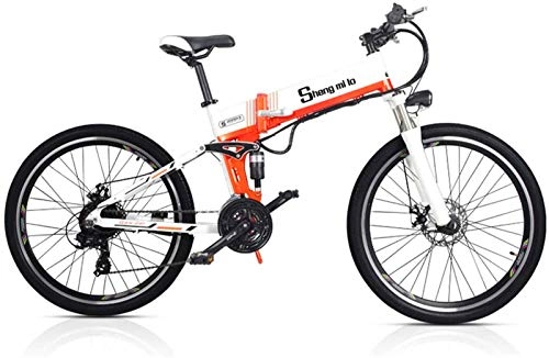 Folding Electric Mountain Bike : RDJM Ebikes, Electric Mountain Bike Foldable, 48V Eletric Bike for Adults Folding Bikes Fat Tire Bikes Removable Lithium-Ion Battery E-Bikes Shifter Eletric Bicycle (Color : A, Size : 36V 50KM)