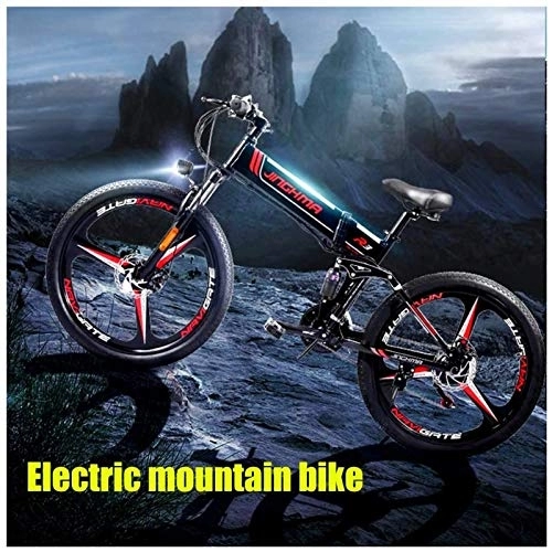 Folding Electric Mountain Bike : RDJM Ebikes, Folding Electric Mountain Bike 48V 10.4Ah Removable Lithium Battery Beach Snow Folden Electric Bicycle City Commute Adult 350w Mountain E-Bike (Color : Black)