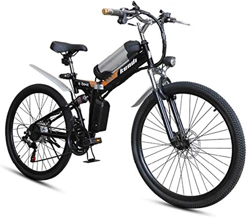 Folding Electric Mountain Bike : RDJM Electric Bike, Folding electric bicycle, 26-inch portable electric mountain bike high carbon steel frame double disc brake with front LED light 36V / 8AH