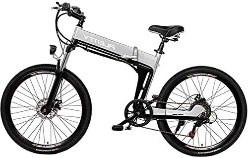 Folding Electric Mountain Bike : RDJM Electric Bike, Mountain Bike, 26" E-Bike City Bike Commuter Bike with 48V 8Ah Removable Lithium Battery, Shimano 7-Speed Mens Folding E-Bike (Color : Grey, Size : 26")