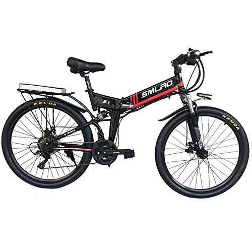 Folding Electric Mountain Bike : RENDONG Electric Bike Mountain Folding 21 Speed 48V10AH 250W Motor Adult Electric Power Scooter with Rear Seat, 26Inch