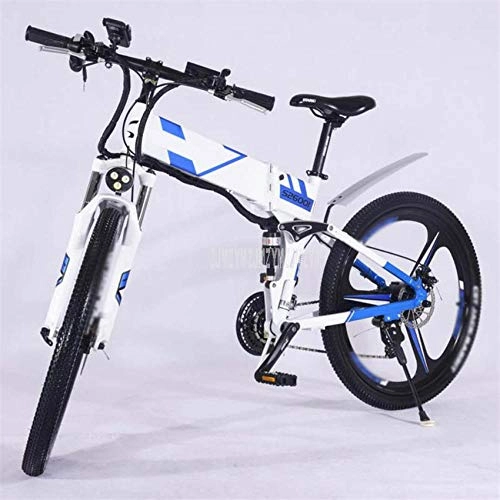 Folding Electric Mountain Bike : RPHP 26 inch electric bicycle foldable single seat aluminum alloy frame 350W 48V10.4Ah adult mountain / city E bicycle lithium battery-Black-Red