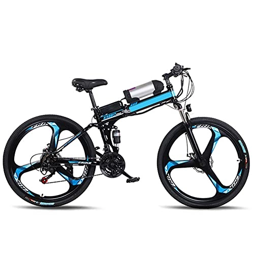 Folding Electric Mountain Bike : RSTJ-Sjef 21 Speed Electric Bike, 250W 26 Inch Electric Bicycle E-Bike with Removable 36V 10Ah Lithium-Ion Battery, Folding Electric Assisted Bicycle for Adults, Blue