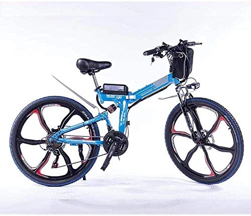 Folding Electric Mountain Bike : RVTYR Detachable 48V 13AH lithium battery light electric bicycle and 350W high power electric folding bicycle electric bicycle foldable bike (Color : Blue350W 8AH 48V)