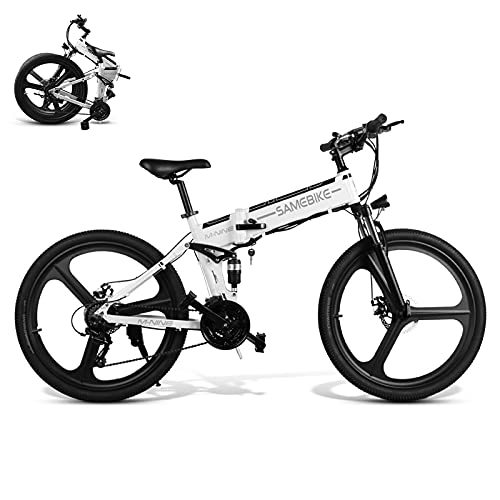 Folding Electric Mountain Bike : Rymic Folding Electric Bike for Adults, 350W 26'' Electric Bicycle with Removable 48V 10Ah Lithium Battery for Adults, 21 Speed Shifter Electric Bicycle Handle LCD Meter Magnesium Alloy Wheel