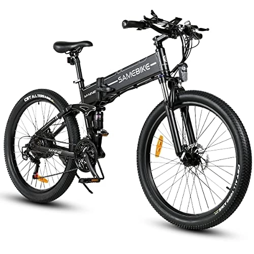 Folding Electric Mountain Bike : SAMEBIKE 26'' Electric Bike for Adult, Powerful Electric Bicycle with 48V 10.4Ah Removable Lithium-Ion Battery, Professional Mountain Bike E-Bike, Shimano 3 * 7S (LO26-II-FT-HEI)