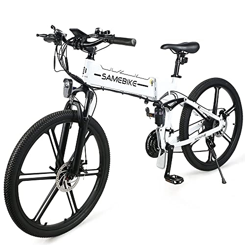 Folding Electric Mountain Bike : SAMEBIKE 26 Inch Electric Bicycle For Adults, Foldable Unisex City Electric Bicycle, 48V 10.4AH / 12.5AH Removable Battery, Shimano 21 Speeds