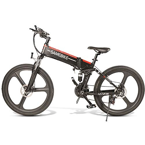 Folding Electric Mountain Bike : SAMEBIKE Electric Mountain Bike for Adults 26" Wheel Folding Ebike 350W Aluminum Electric Bicycle for Adults with Removable 48V 10AH Lithium-Ion Battery 22 Speed Gears