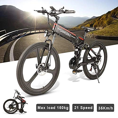 Folding Electric Mountain Bike : SAMEBIKE LO26 Electric Mountain Folding Bike 350W 48V 10AH 21 Speed Magnesium Alloy Rim for Adult