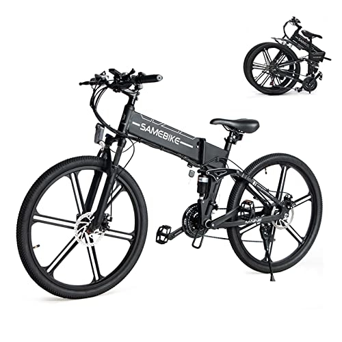 Folding Electric Mountain Bike : SAMEBIKE LO26-II upgrade version Electric bicycles 48V 10.4AH 26 inch Ebike folding electric mountain bikes with SHIMANO 21 speed color LCD display for adults Black