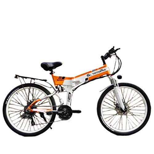 Folding Electric Mountain Bike : SAWOO 26 inch E-bike 500w Electric Mountain Bike Folding Electric Bike For Adults with Removable 12.8Ah Lithium-ion Battery, Professional 21 Speed Gears Fast delivery (orange)