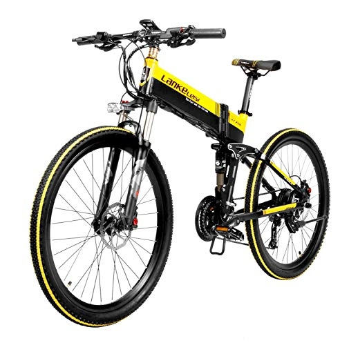 Folding Electric Mountain Bike : SBLIN 26-inch foldable electric bicycle, front and rear disc brakes, 48V 400W motor, long service life, LCD display, pedal assist bicycle, hidden lithium battery.DELIVERY WITHIN 3-7 DAYS