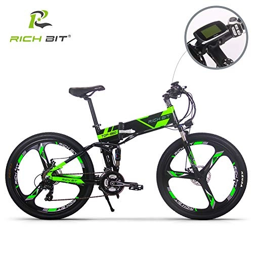 Folding Electric Mountain Bike : SBX Mountain Bike Cycling bicycle 26 inch 250W 36V, Adult Electric Folding Bike Disc Brake Lithium Battery 3 Mode, City Bicycle 35km / h (Black-green)