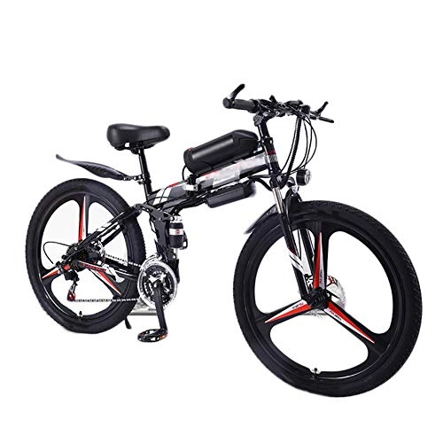 Folding Electric Mountain Bike : She Charm 26 Inch Electric Folding Bike Moped Electric Mountain Bike 36V 13AH 350W Bicycle 3 Modes for Adults, Black