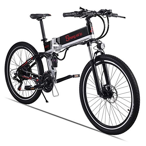 Folding Electric Mountain Bike : Sheng mi lo M80 500W 48V10.4AH Electric Mountain Bike Full Suspension (500w)