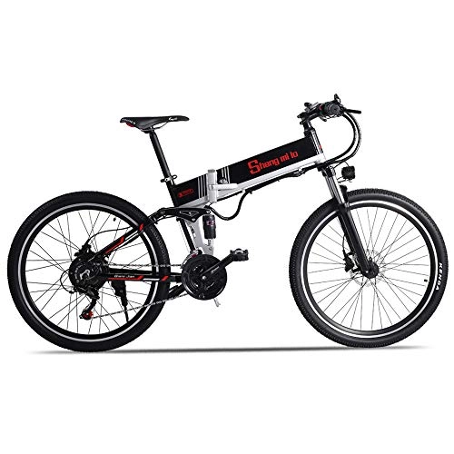 Folding Electric Mountain Bike : Sheng mi lo M80 500W 48V10.4AH Electric Mountain Bike Full Suspension (500w + Spare Battery)
