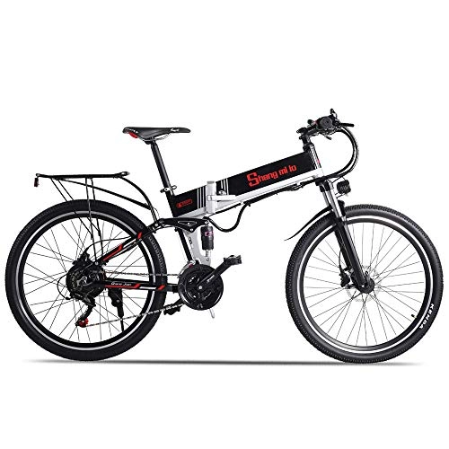 Folding Electric Mountain Bike : Shengmilo 7 / 15 MX01 / MX02 / M80, Electric Bike, 26inch ebike, Aluminum alloy frame, Man Woman ebike (M80 500w, Black)