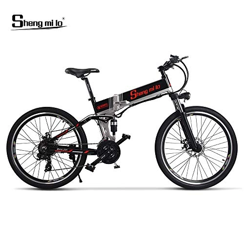 Folding Electric Mountain Bike : Shengmilo Electric Bicycle 26 inch 4.0 fat Tire Electric Mountain Folding Bicycle, 500W 48V 13Ah Full Suspension and Shimano 21 Speed, Ultra-light Aluminum Body with Rear Frame, M80 Suitable for Adult.