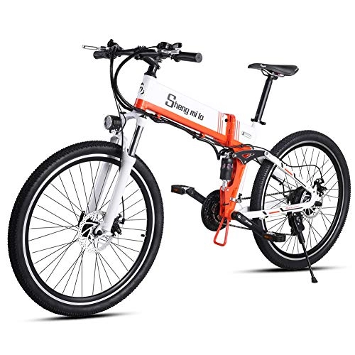 Folding Electric Mountain Bike : Shengmilo Electric Bicycle 26 inch Electric Mountain Folding Bicycle, 500W 48V 13Ah Full Suspension and Shimano 21 Speed, Ultra-light Aluminum Body with Rear Frame, M80 Suitable for Adult.