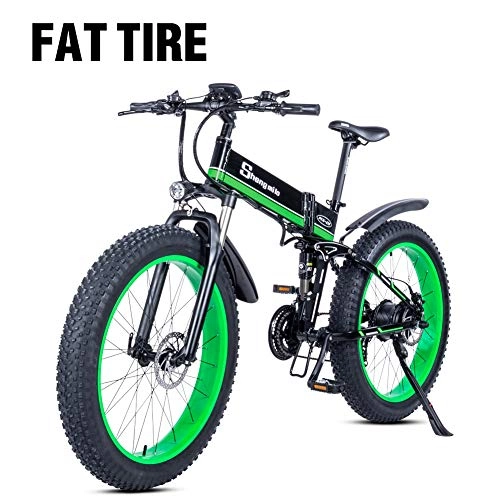 Folding Electric Mountain Bike : Shengmilo-MX01 1000W Electric Bicycle, Folding Mountain Bike, Fat Tire Ebike, 48V 12.8AH